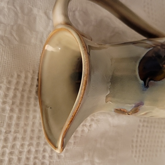 Burton & Burton Bird Flower Pitcher/Vase Glazed Ceramic 9" NOTE:CAN'T BE BUNDLED - Picture 3 of 7